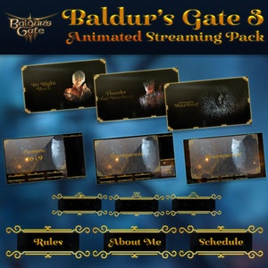 Baldurs Gate 3 FULL Stream Package - Animated -  Twitch Youtube Overlay - Twitch Overlay Gold - Alerts - Cam frame - Panels
