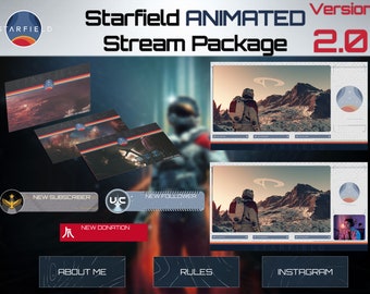 Starfield Animated Stream Package Ver. 2.0, Gaming Alerts, Overlays, Twitch Panels