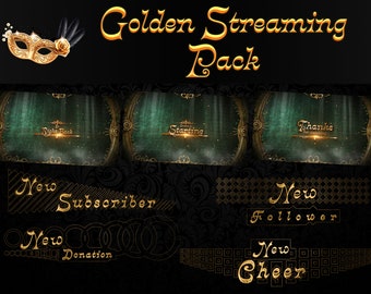 Gold Twitch Overlay, Stream Overlay, Gold Stream, Golden Stream, Twitch Gold