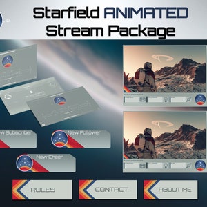Starfield Animiertes Stream Paket, Gaming Alarme, Overlays, Twitch Panels