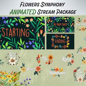 Paquete de transmisión animada Flower Symphony Twitch Kick