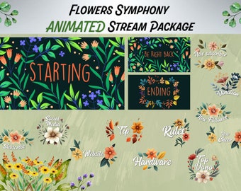 Flower Symphony Twitch Kick Animated Stream Package