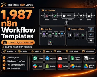 1987 n8n Workflow Templates Bundle | AI Automation, Agents, Marketing, CRM & Productivity Workflows