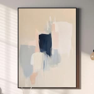 poster astratto minimalista japandi | stampa artistica neutra wabi sabi | arte blu tenue e crema | stampa toni terrosi | arte murale neutra e serena