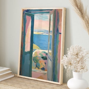 Matisse open window | pastel posters | Matisse inspired sea view art print | mediterranean art | fauvist wall art | printable posters