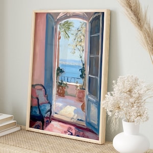 Matisse open window | Matisse inspired sea view art print | pastel poster | mediterranean art | fauvist wall art | optional wooden frame