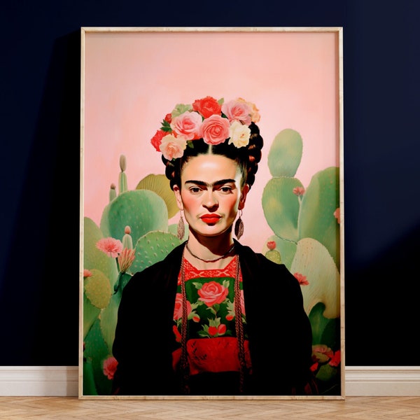 Frida Kahlo poster | Frida Kahlo art print | pink Frida wall art | feminist poster | gift for Frida fan | optional wooden frame
