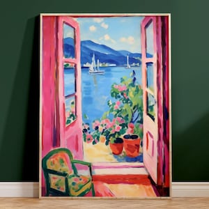 Matisse posters | Matisse open window | Matisse inspired mediterranean art print | pastel posters | optional wooden frame