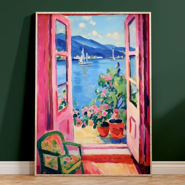 Matisse poster | Matisse open window | Matisse inspired mediterranean art print | pastel poster | optional wooden frame