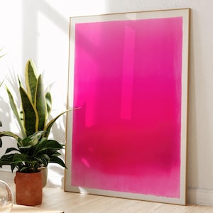 levendige roze gradiënt maximalistische kunstprint | moderne kleurrijke wandkunst | ombre felroze & oranje dopamine decor | eigentijdse gewaagde roze