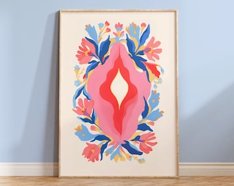 vulva posters | feminist posters | vulva art print | vulva illustration | abstract vulva print | optional wooden frame