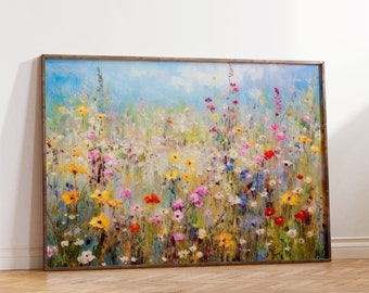 Monet poster | flower poster | art print Monet | vintage print | Monet inspired wall art | wild flowers meadow | optional wooden frame