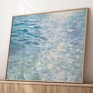 sunlit ocean surface print | painterly tranquil soothing seaside poster | relaxing coastal art | minimalist calming sea print | beach art