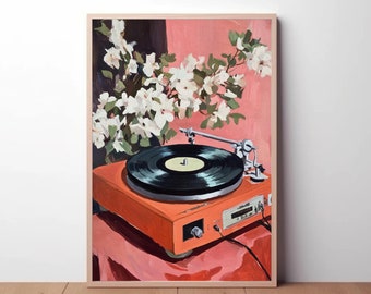carteles de música | Impresión artística de tocadiscos vintage | arte de pared retro caprichoso | arte de pared de música vintage | arte de galería retro