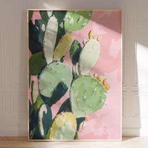 pastel cactus art print | preppy botanical poster | greenery print | eclectic gallery dopamine wall art | modern boho botanic decor
