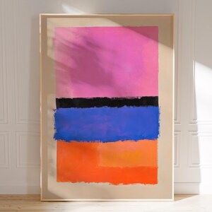 Impresión decorativa abstracta de dopamina | carteles rosas y naranjas | Decoración de pared minimalista audaz | bloques de colores vibrantes | arte mural de galería contemporáneo