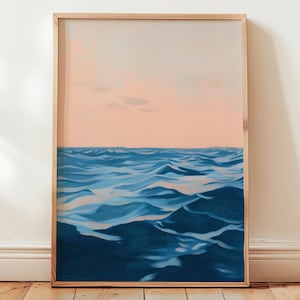 ocean painting | sea poster | minimalist calming wall art | serene decor | waves art print | sunset poster | gift for ocean lover