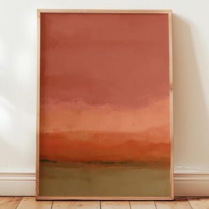 soft rust & terracotta gradient art print | earth tones wall art | warm minimalist abstract landscape poster | boho calm organic wall art