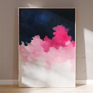 art mural abstrait moderne | affiches roses | affiche de nuages abstraits | impression d'art bleue et rose | art coloré | art mural du salon