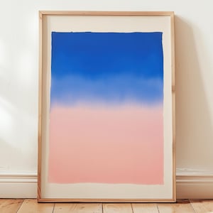 serene minimalist blue & pink gradient poster | contemporary abstract ombre wall art | ethereal gallery wall art | tranquil calming art