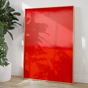 contemporary red & pink abstract poster | minimalist color field painting | bold vibrant red coral orange decor | color gradient art print