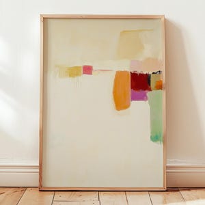 arte de parede wabi sabi | impressão de arte abstrata minimalista terrosa | decoração de parede japonesa neutra | arte em blocos de cores calma, serena e em tons quentes