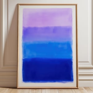 calming gradient color field art print | abstract blue & purple minimalist poster | serene modern dopamine decor | color therapy wall art