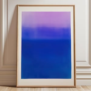 Póster con degradado azul y morado intenso | Impresión artística abstracta minimalista con campos de color | Arte mural contemporáneo y relajante | Arte sereno de cromoterapia