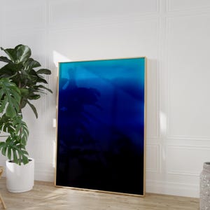 midnight blue and turquoise gradient abstract art print | calming modern minimalist wall art | moody ocean inspired decor | color field art | atmospheric deep blue wall art | indigo wall art | dark blue serene art print | meditation wall art | color therapy art | elegant contemporary blue art