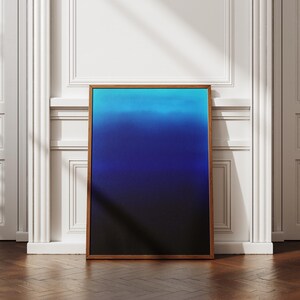 midnight blue and turquoise gradient abstract art print | calming modern minimalist wall art | moody ocean inspired decor | color field art | atmospheric deep blue wall art | indigo wall art | dark blue serene art print | meditation wall art | color therapy art | elegant contemporary blue art