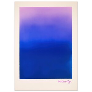 gradient art print | ethereal dopamine decor | blue & purple abstract color field poster | calming color therapy print | soft aesthetic art | typography | serenity decor | meditation poster | contemporary lavender and blue ombre art print | moody wall art
