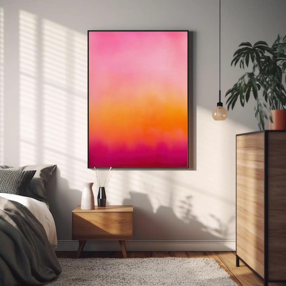 Vibrant Pink & Orange Gradient Poster | Color Therapy Aura Art