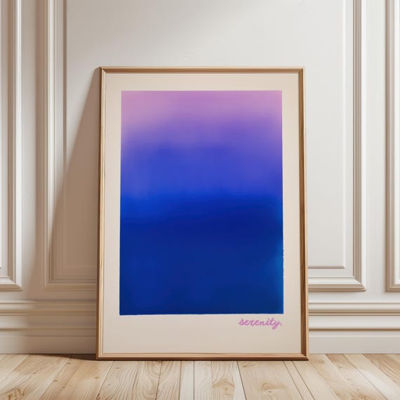 gradient art print | ethereal dopamine decor | blue & purple abstract color field poster | calming color therapy print | soft aesthetic art