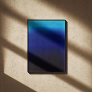 midnight blue and turquoise gradient abstract art print | calming modern minimalist wall art | moody ocean inspired decor | color field art | atmospheric deep blue wall art | indigo wall art | dark blue serene art print | meditation wall art | color therapy art | elegant contemporary blue art