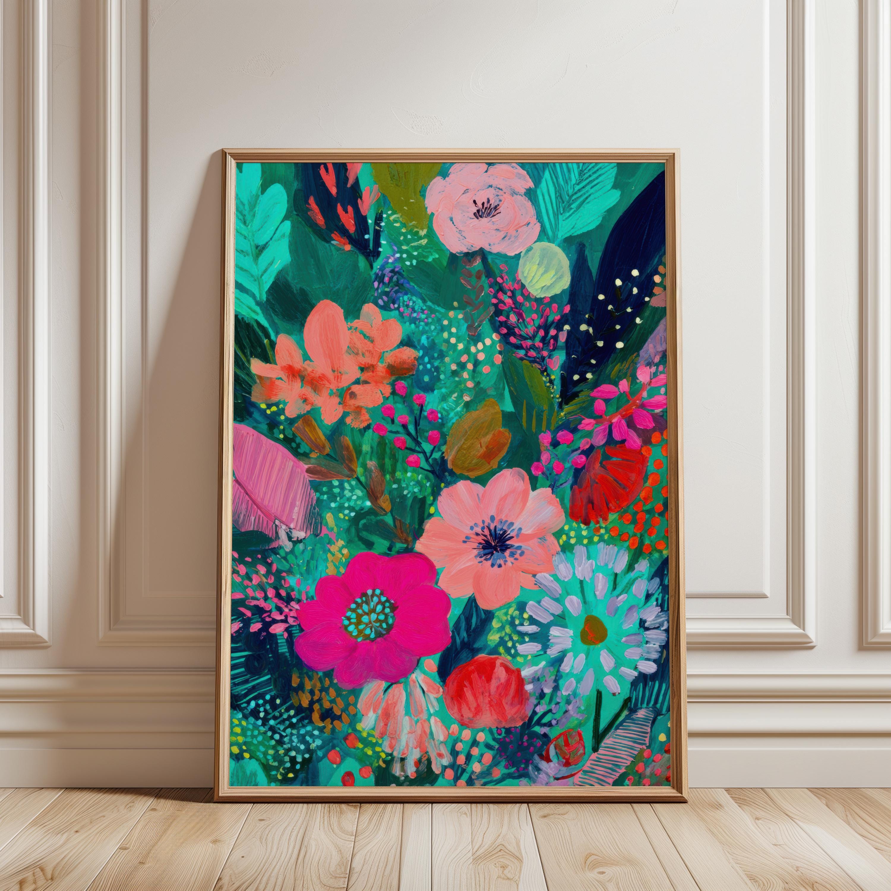 アート・デザイン・音楽 FLOWERS Artworks Couleur Whimsical Floral Art Print | Vibrant Abstract Botanical Poster