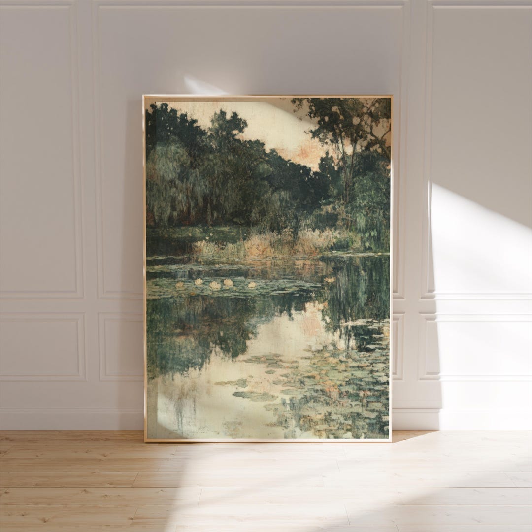Impressionist Lake Print | Vintage Water Lily Art Print | Serene ...
