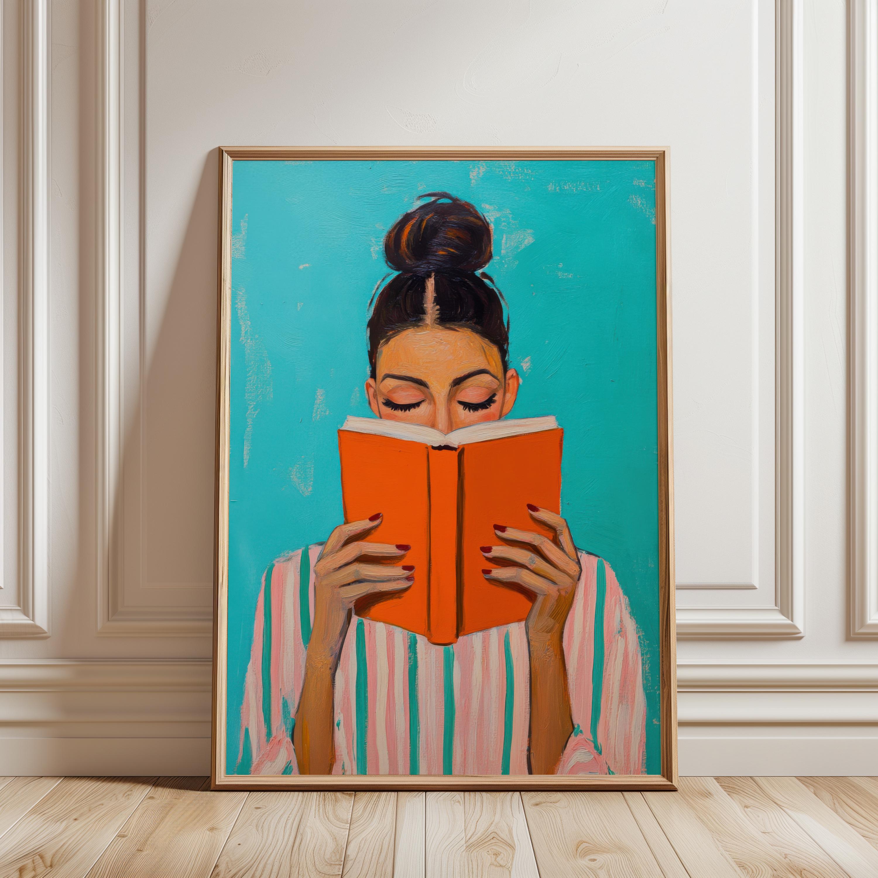 Book Lover Wall Art | Modern Reading Woman Print | Minimalist Cozy