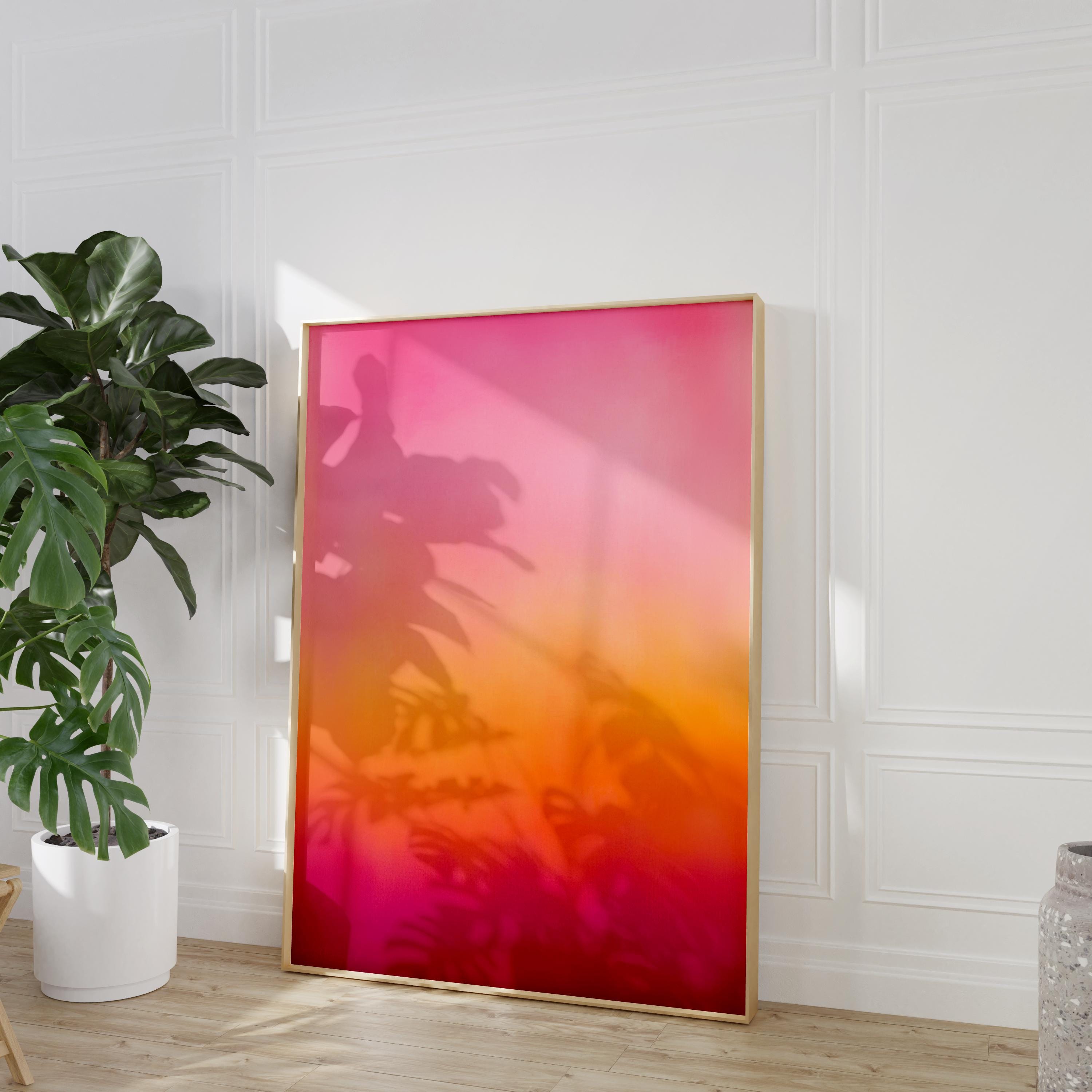 Vibrant Pink & Orange Gradient Poster | Color Therapy Aura Art
