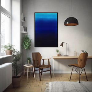 midnight blue and turquoise gradient abstract art print | calming modern minimalist wall art | moody ocean inspired decor | color field art | atmospheric deep blue wall art | indigo wall art | dark blue serene art print | meditation wall art | color therapy art | elegant contemporary blue art