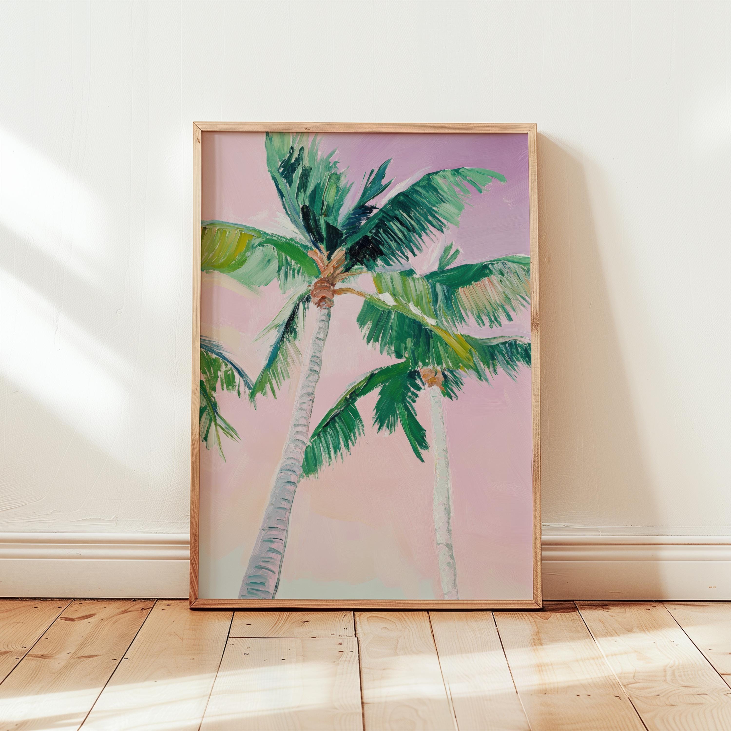 Pastel Palm Tree Art Print | Tropical Posters | Modern Coastal Art