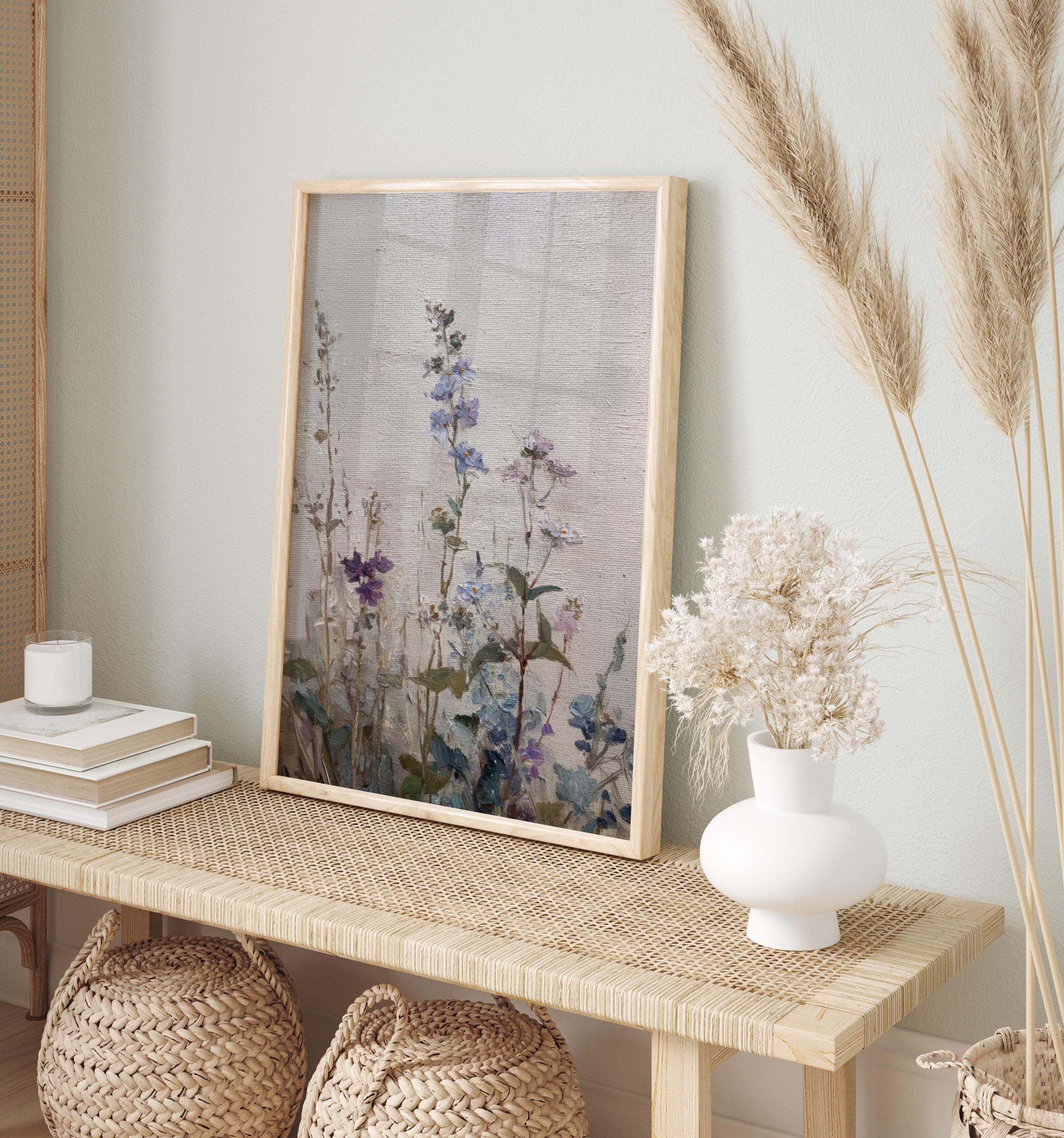 Muted Moody Wildflower Art Print | Minimalist Botanical Poster | Soft ...