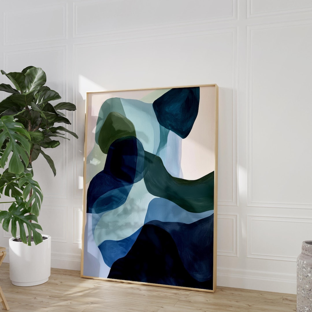 Serene Abstract Poster | Green and Blue Modern Art Print | Ocean ...