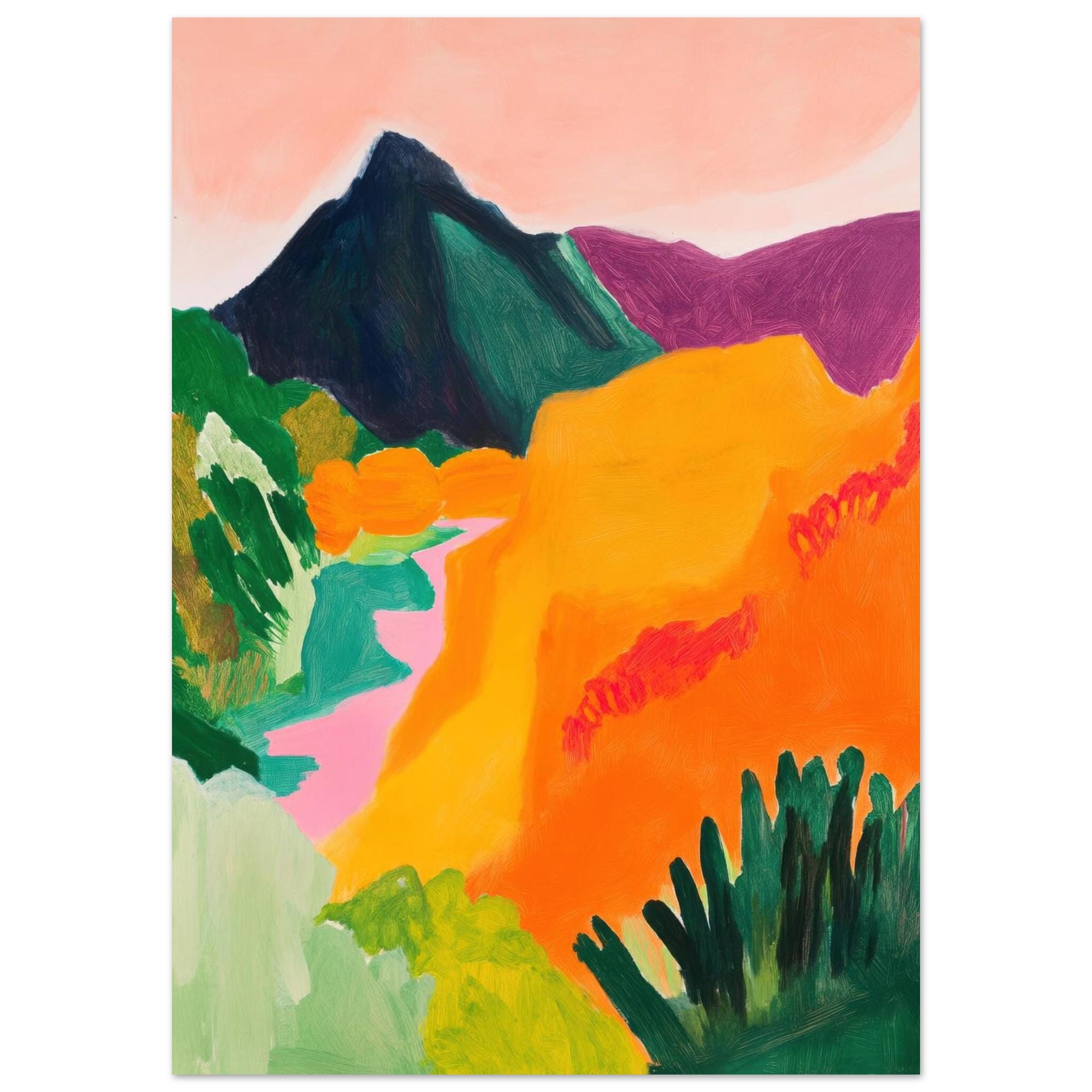 Vibrant Dopamine Poster | Abstract Mountain Print | Colorful