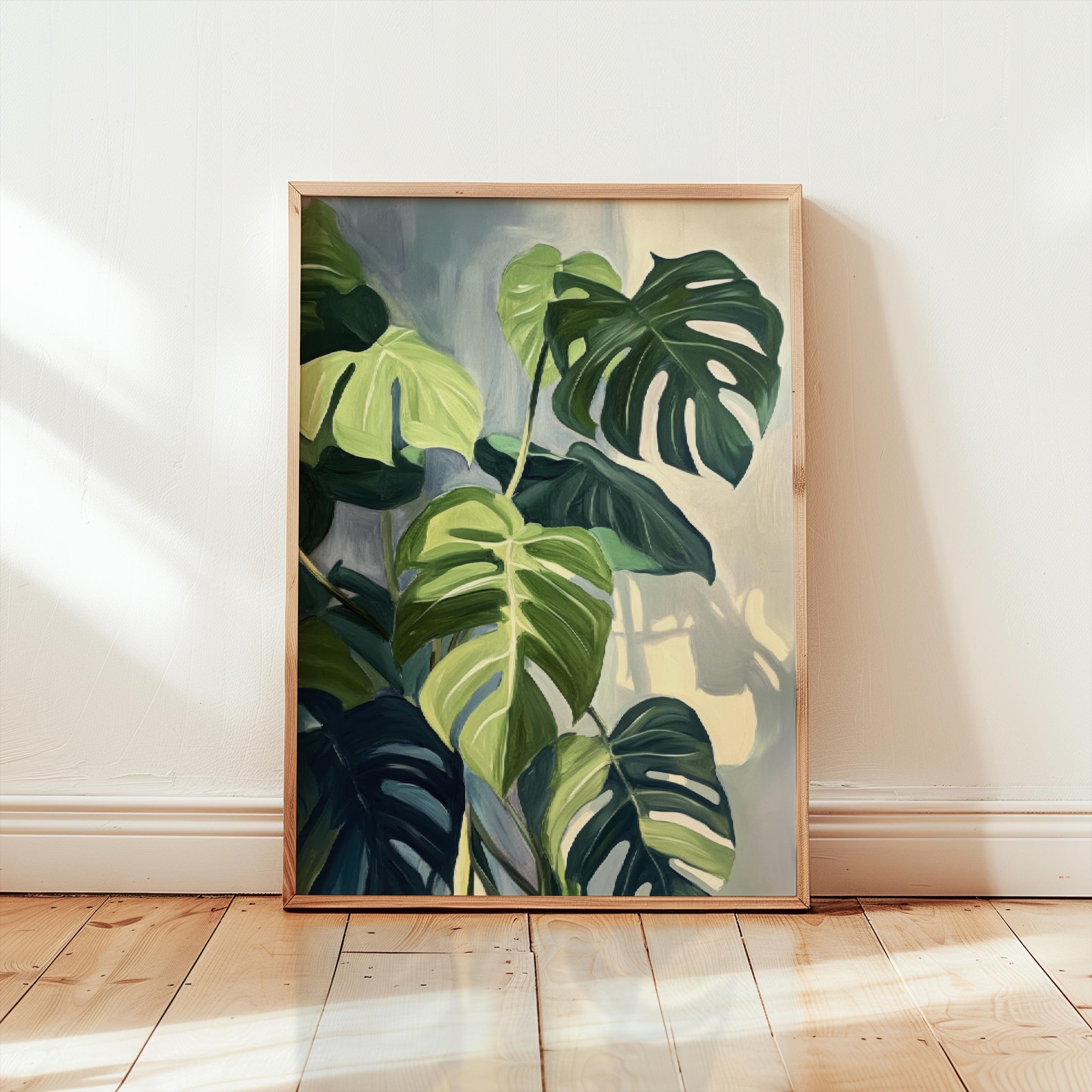monstera painting | botanical art | monstera posters | elegant decor | modern plant wall art | gift for plant lover