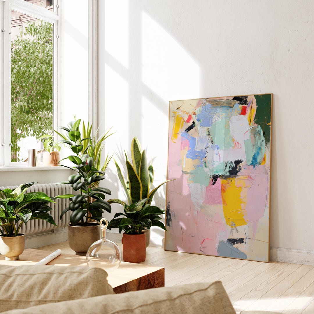 Modern Abstract Wall Art | Bold Pastel Statement Piece | Expressionist ...
