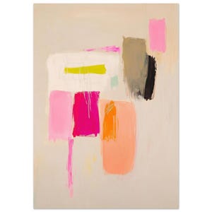 vibrant abstract wabi sabi art print | minimalist mid-century color field poster | boho modern Scandi inspired neon pink gallery wall art | contemporary color block print | modern abstract expressionist minimalist wall art | statement wall art | pink and earthy tones dopamine decor fine art print | peach wall art