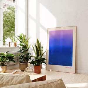 gradient art print | ethereal dopamine decor | blue & purple abstract color field poster | calming color therapy print | soft aesthetic art | typography | serenity decor | meditation poster | contemporary lavender and blue ombre art print | moody wall art