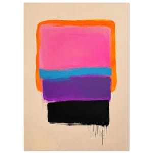 modern minimalist abstract wall art | color block painting | bold neon pink & orange artwork | contemporary vibrant decor | color gradient art | purple wall art | mid-century wall art | retro print