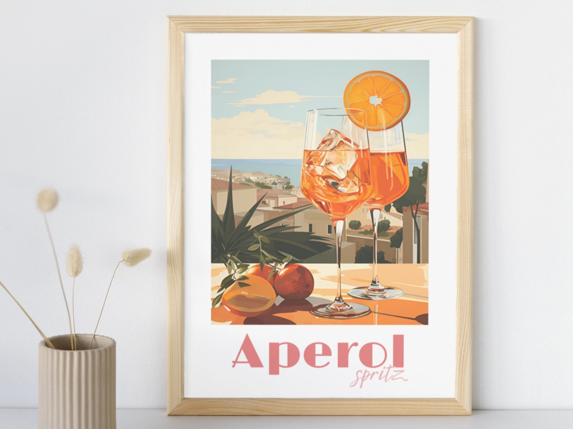 MJ-GRAPHICS - Poster Aperol Spritz - Picture with Cocktail Recipe - Wall Picture DIN A2 in Gallery Quality with Extra Thick 300 g Poster Paper - Retro