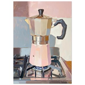 espresso poster | retro moka pot kitchen art print | Italian coffee print for cozy café decor | coffee still life | pastel kitchen wall art | barista art | coffee nook wall art | gift for coffee and espresso lover